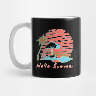 Hello Summer Bye School Vintage Funny Surfer Riding Surf Surfing Lover Gifts Mug